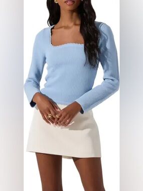 ASTR The Label blue long sleeve knitted top